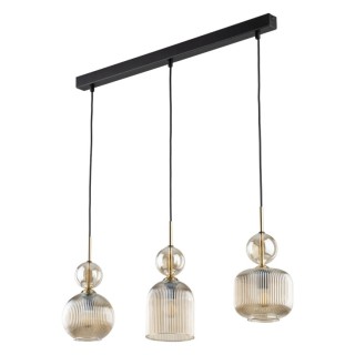 Suspension Sophia – noir & cognac – en métal et verre – style chic