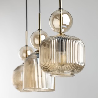 Suspension Sophia – noir & cognac – en métal et verre – style chic