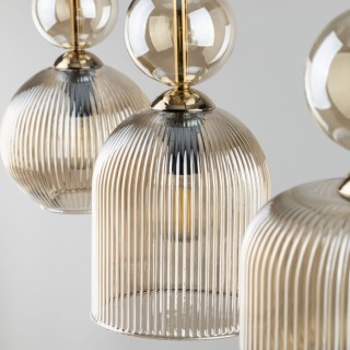 Suspension Sophia – noir & cognac – en métal et verre – style chic