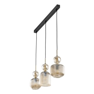 Suspension Sophia – noir & cognac – en métal et verre – style chic