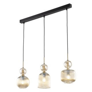Suspension Sophia – noir & cognac – en métal et verre – style chic