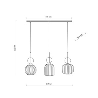 Suspension Sophia – noir & cognac – en métal et verre – style chic