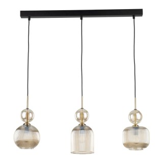 Suspension Sophia – noir & cognac – en métal et verre – style chic