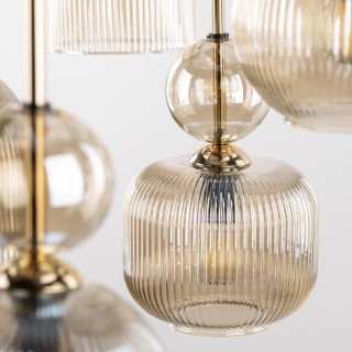 Suspension Sophia – noir & cognac – en métal et verre – style chic