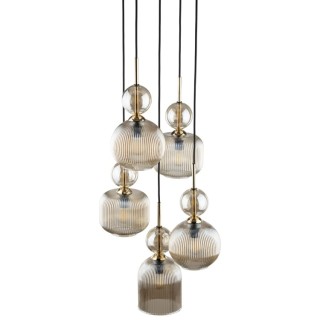 Suspension Sophia – noir & cognac – en métal et verre – style chic