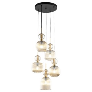 Suspension Sophia – noir & cognac – en métal et verre – style chic