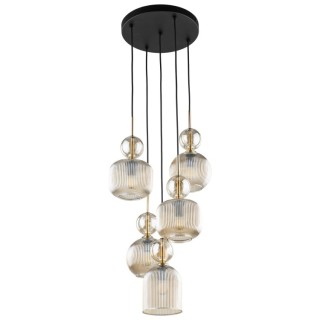 Suspension Sophia – noir & cognac – en métal et verre – style chic