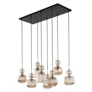 Suspension Sophia – noir & cognac – en métal et verre – style chic