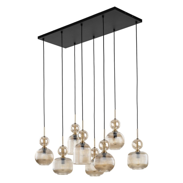 Suspension Sophia – noir & cognac – en métal et verre – style chic