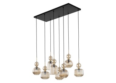 Suspension Sophia – noir & cognac – en métal et verre – style chic