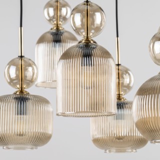 Suspension Sophia – noir & cognac – en métal et verre – style chic