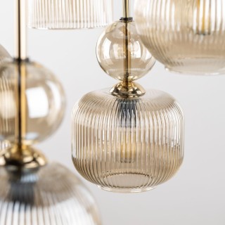 Suspension Sophia – noir & cognac – en métal et verre – style chic