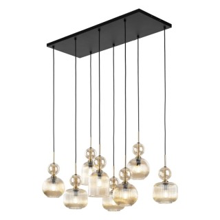 Suspension Sophia – noir & cognac – en métal et verre – style chic