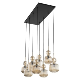 Suspension Sophia – noir & cognac – en métal et verre – style chic