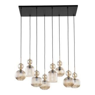 Suspension Sophia – noir & cognac – en métal et verre – style chic