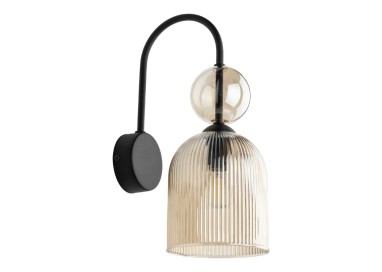 Applique murale Sophia – noir & cognac – en métal et verre – style chic