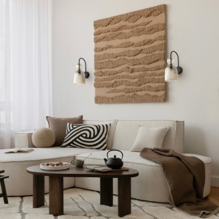 Applique murale Sophia – noir & cognac – en métal et verre – style chic