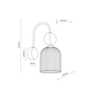 Applique murale Sophia – noir & cognac – en métal et verre – style chic