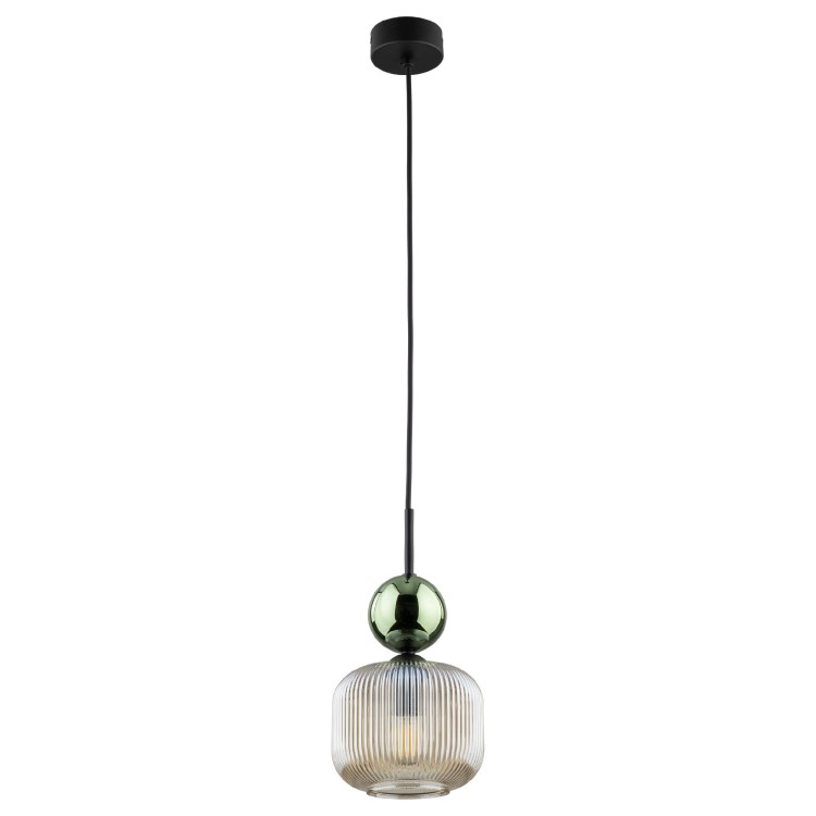Suspension Sophia – cognac & noir – en métal et verre – style chic