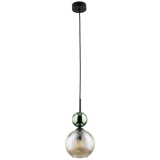 Suspension Sophia – cognac & noir – en métal et verre – style chic