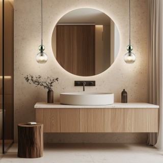 Suspension Sophia – cognac & noir – en métal et verre – style chic