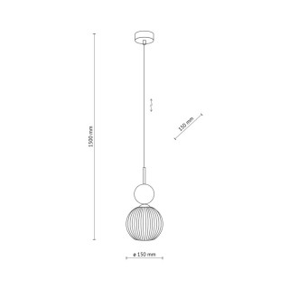 Suspension Sophia – cognac & noir – en métal et verre – style chic