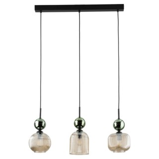 Suspension Sophia – noir & vert – en métal et verre – style chic