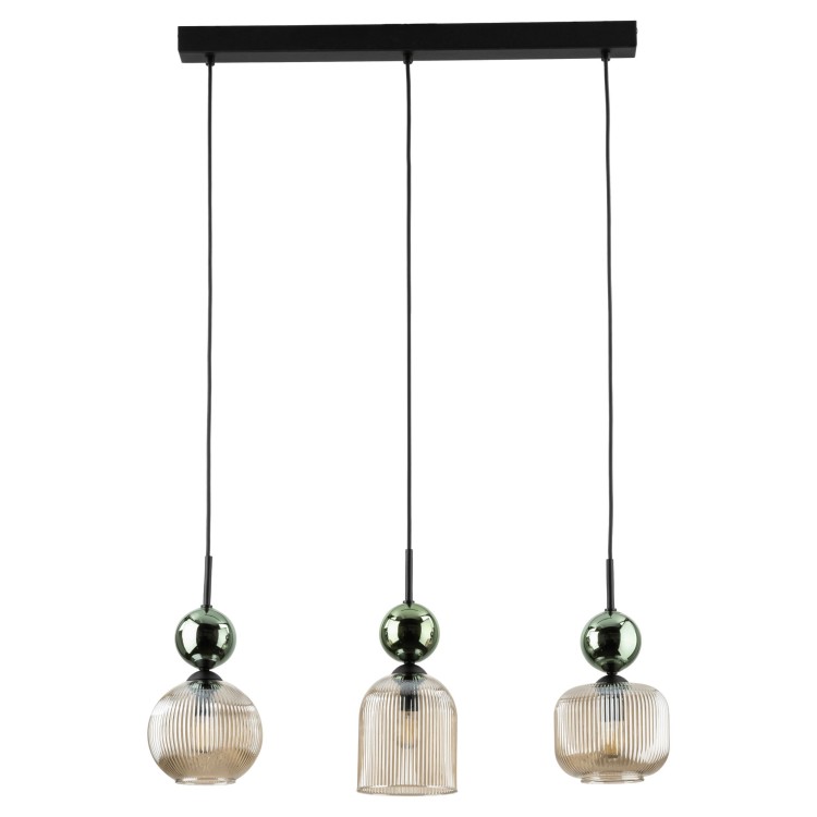 Suspension Sophia – noir & vert – en métal et verre – style chic