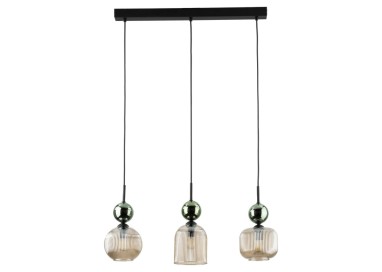 Suspension Sophia – noir & vert – en métal et verre – style chic