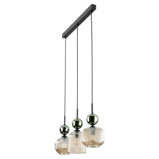 Suspension Sophia – noir & vert – en métal et verre – style chic