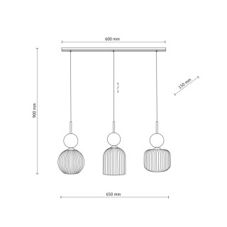 Suspension Sophia – noir & vert – en métal et verre – style chic