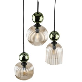 Suspension Sophia – noir & vert – en métal et verre – style chic