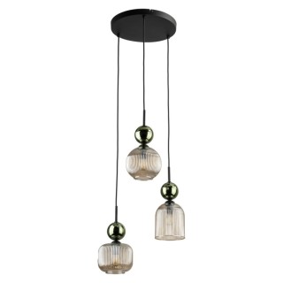Suspension Sophia – noir & vert – en métal et verre – style chic