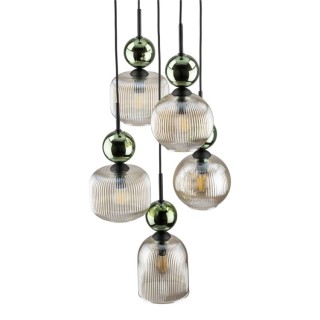 LAMPE À SUSPENSION SOPHIA GREEN COGNAC 5XE14
