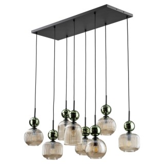 Suspension Sophia – noir & vert – en métal et verre – style chic