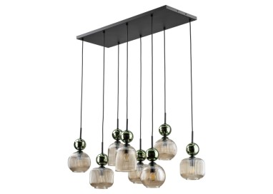 Suspension Sophia – noir & vert – en métal et verre – style chic