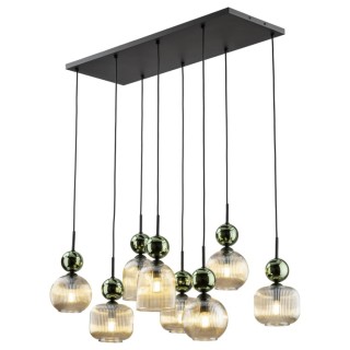 Suspension Sophia – noir & vert – en métal et verre – style chic