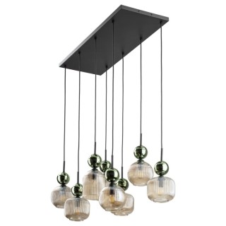 Suspension Sophia – noir & vert – en métal et verre – style chic
