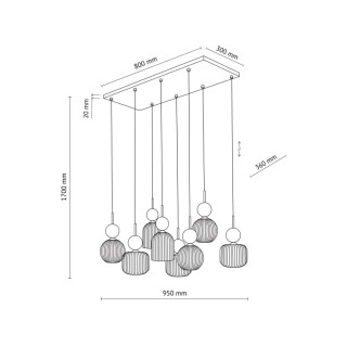 Suspension Sophia – noir & vert – en métal et verre – style chic