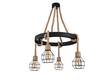 Suspension Molino – noir & paille – en métal – style loft