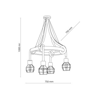 Suspension Molino – noir & paille – en métal – style loft