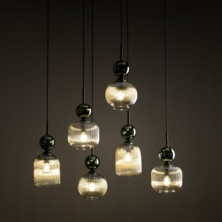 Suspension Sophia – noir & vert – en métal – style chic