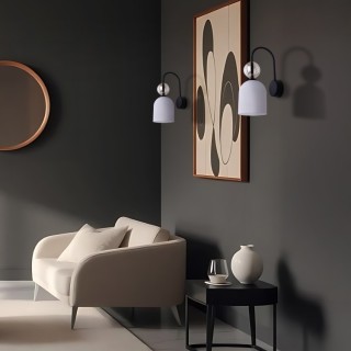 Lampe à poser Sophia – blanc – en métal et verre – style chic