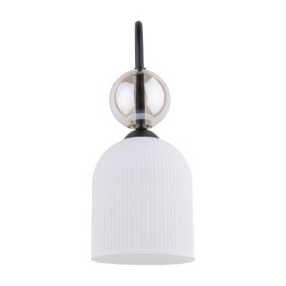 Lampe à poser Sophia – blanc – en métal et verre – style chic