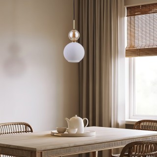 Suspension Sophia – noir & doré – en métal et verre – style chic