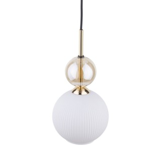 Suspension Sophia – noir & doré – en métal et verre – style chic