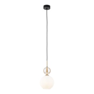 Suspension Sophia – noir & doré – en métal et verre – style chic