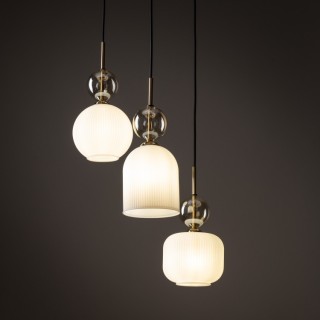 SOPHIA COGNAC LAMPE À SUSPENSION BLANCHE 3XE14