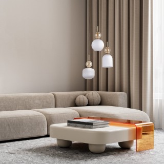 SOPHIA COGNAC LAMPE À SUSPENSION BLANCHE 3XE14