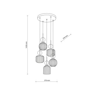 Suspension Sophia – noir & doré – en métal et verre – style chic